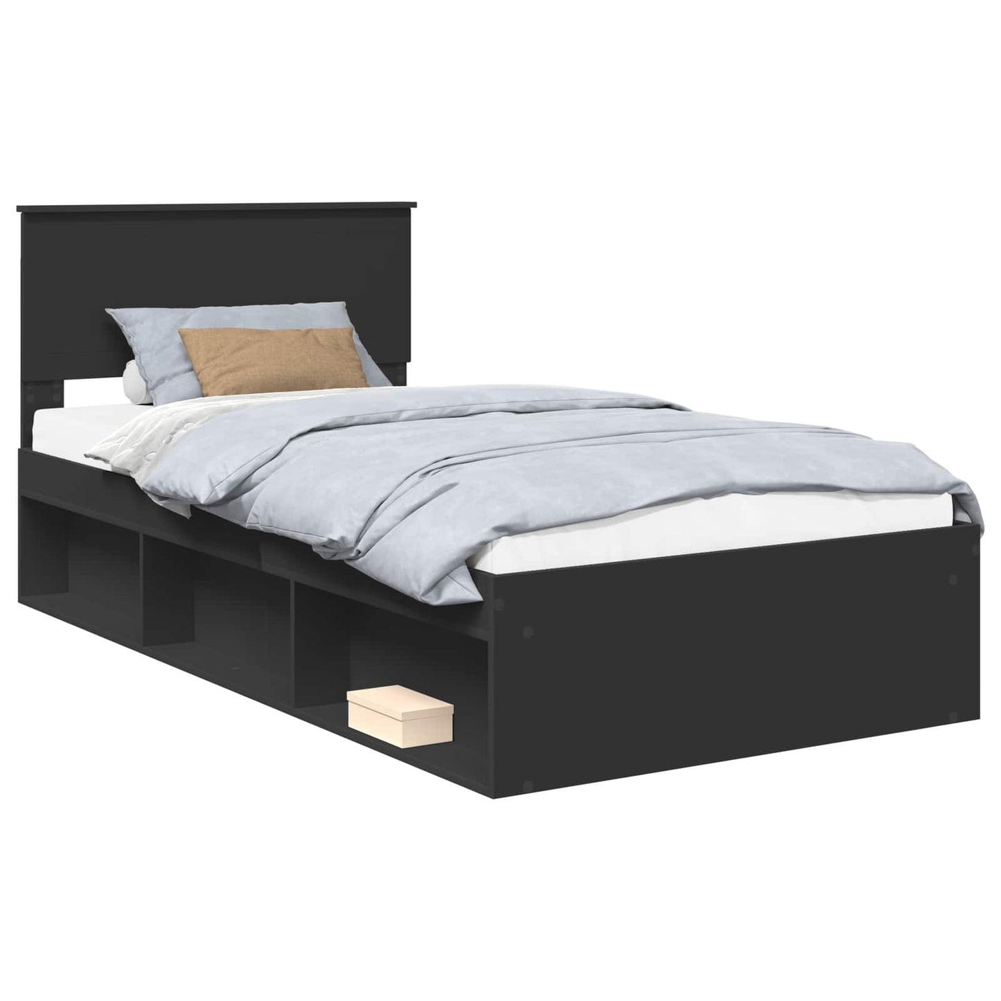 Bedframe met hoofdeinde Zwart 100 x 200 cm Massief grenenhout is nu te koop bij PeponiXL, paradijselijk wonen!