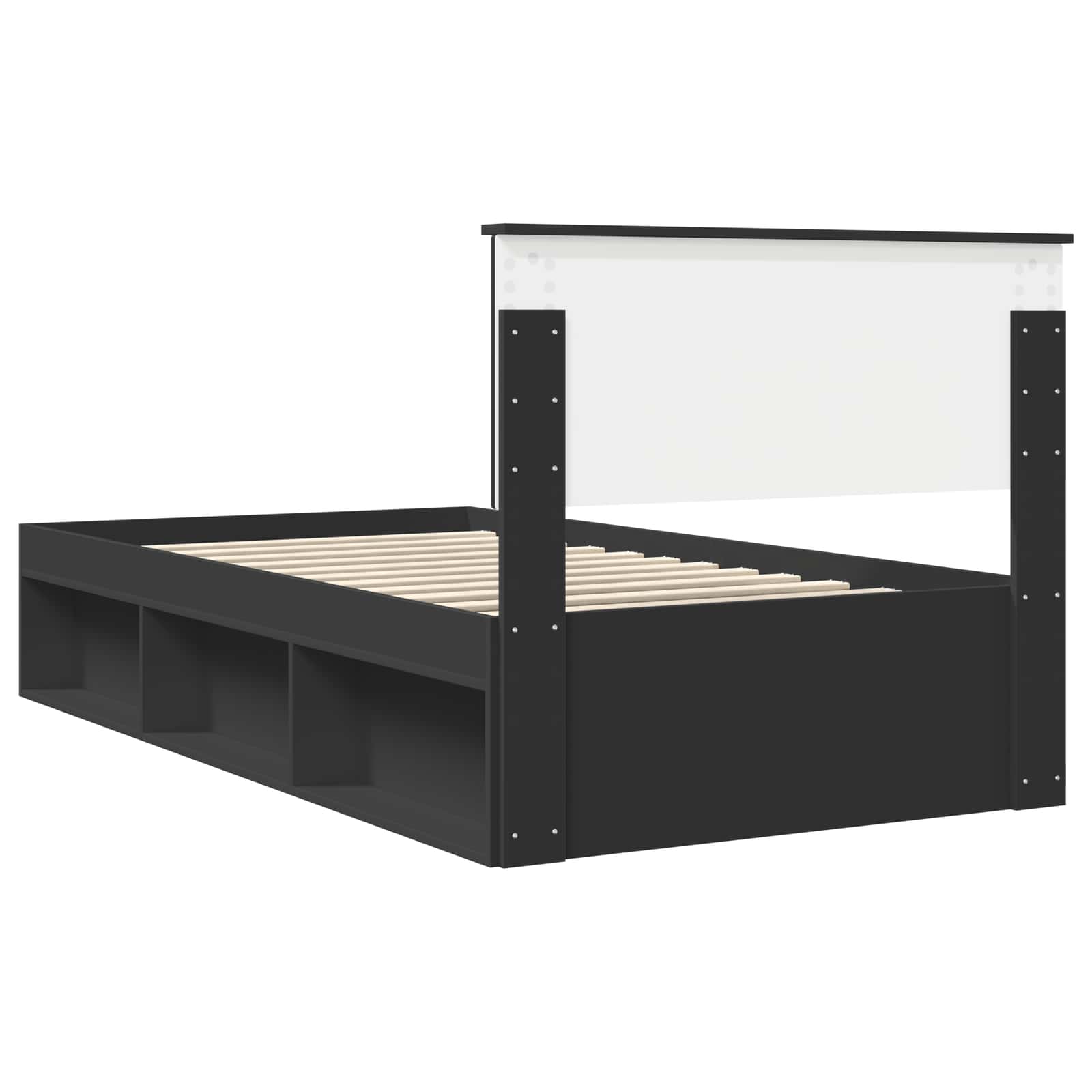 Bedframe met hoofdeinde Zwart 100 x 200 cm Massief grenenhout is nu te koop bij PeponiXL, paradijselijk wonen!