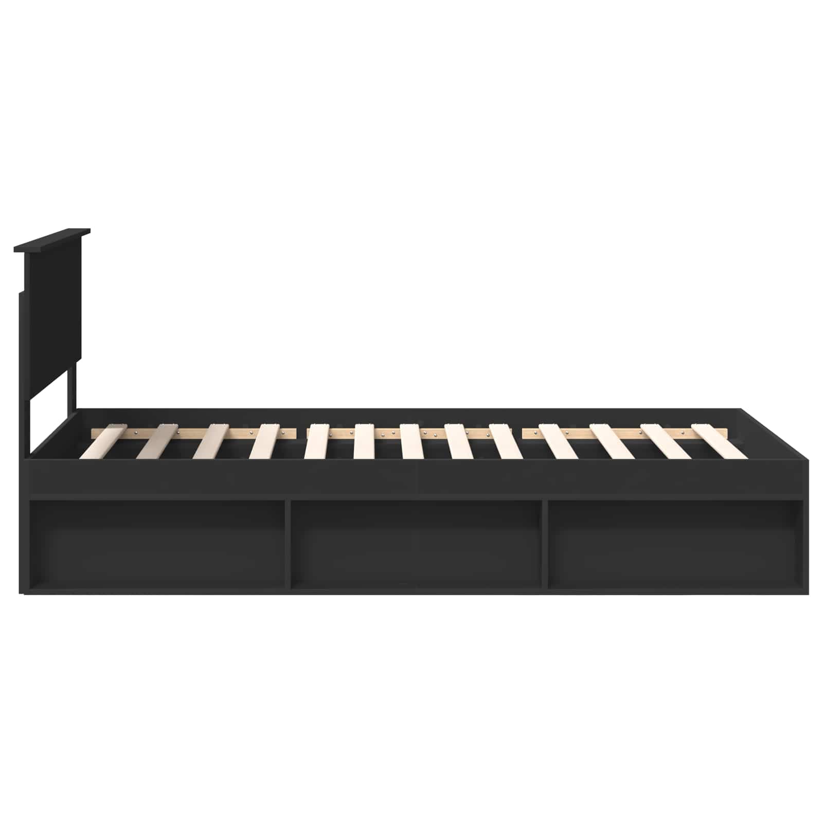Bedframe met hoofdeinde Zwart 100 x 200 cm Massief grenenhout is nu te koop bij PeponiXL, paradijselijk wonen!