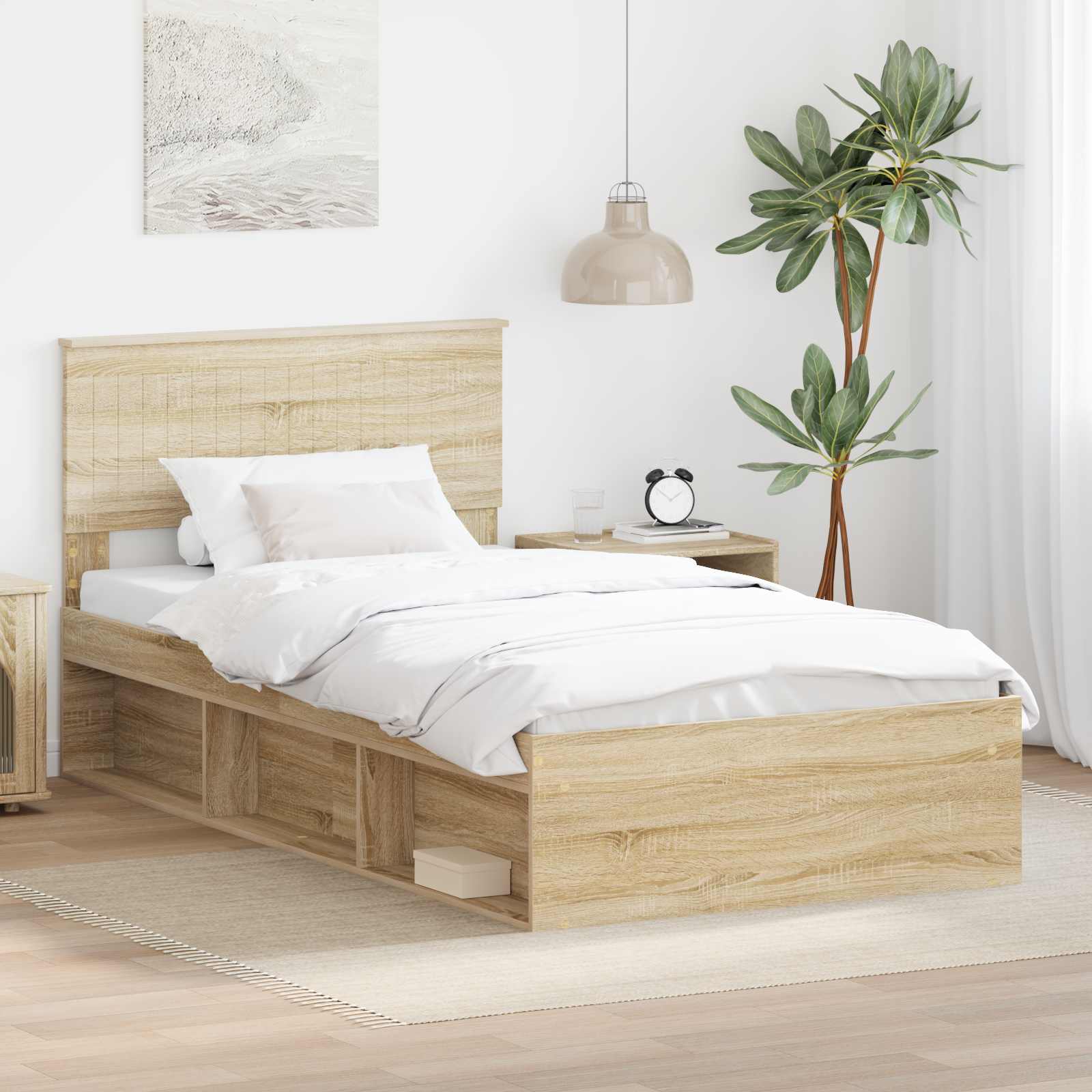 Bedframe met hoofdeinde Sonoma 100 x 200 cm Massief grenenhout is nu te koop bij PeponiXL, paradijselijk wonen!
