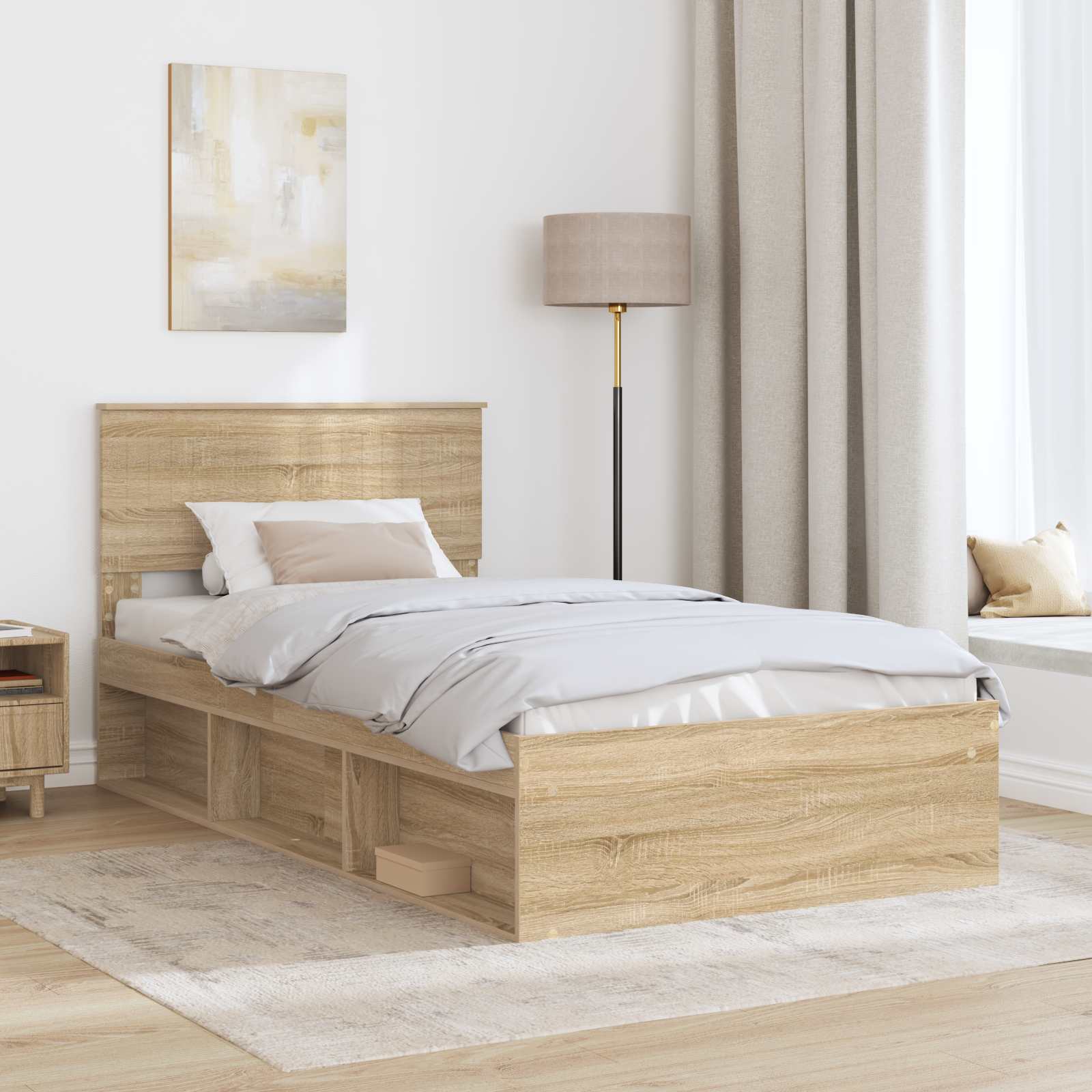 Bedframe met hoofdeinde Sonoma 100 x 200 cm Massief grenenhout is nu te koop bij PeponiXL, paradijselijk wonen!
