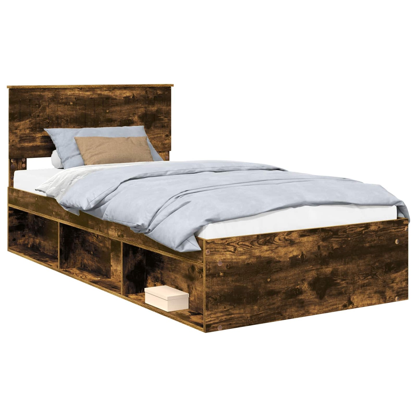 Bedframe Gerookt eiken 100 x 200 cm Massief grenenhout is nu te koop bij PeponiXL, paradijselijk wonen!