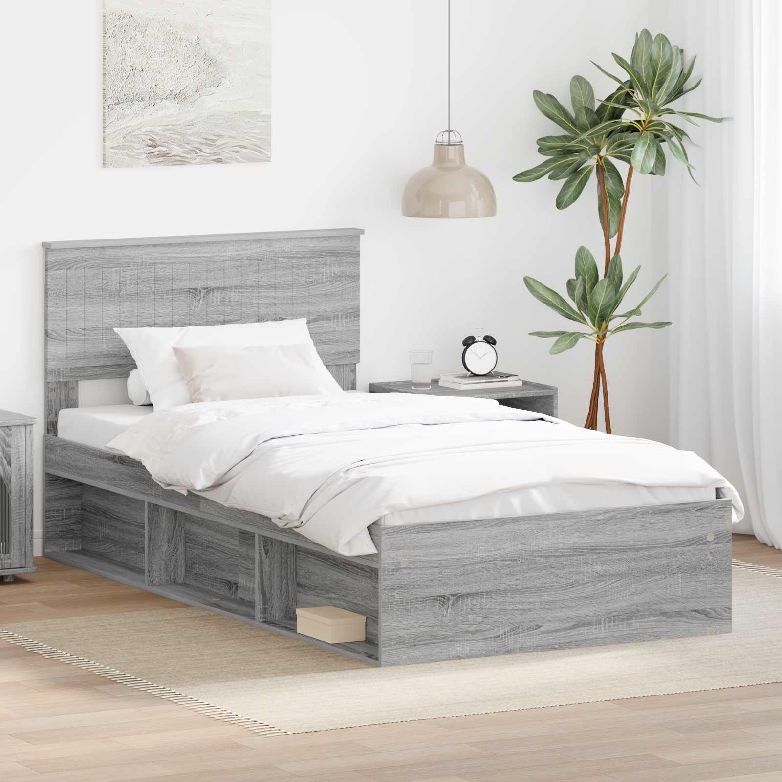 Bedframe Grijs Sonoma 100 x 200 cm Massief grenenhout is nu te koop bij PeponiXL, paradijselijk wonen!