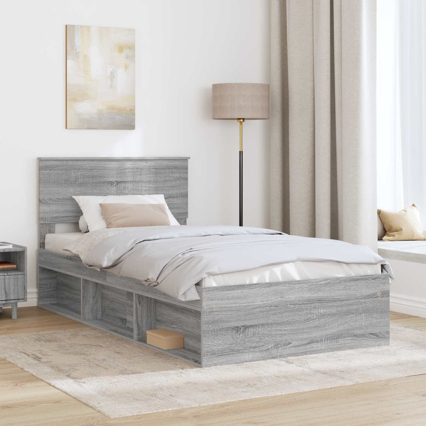 Bedframe Grijs Sonoma 100 x 200 cm Massief grenenhout is nu te koop bij PeponiXL, paradijselijk wonen!