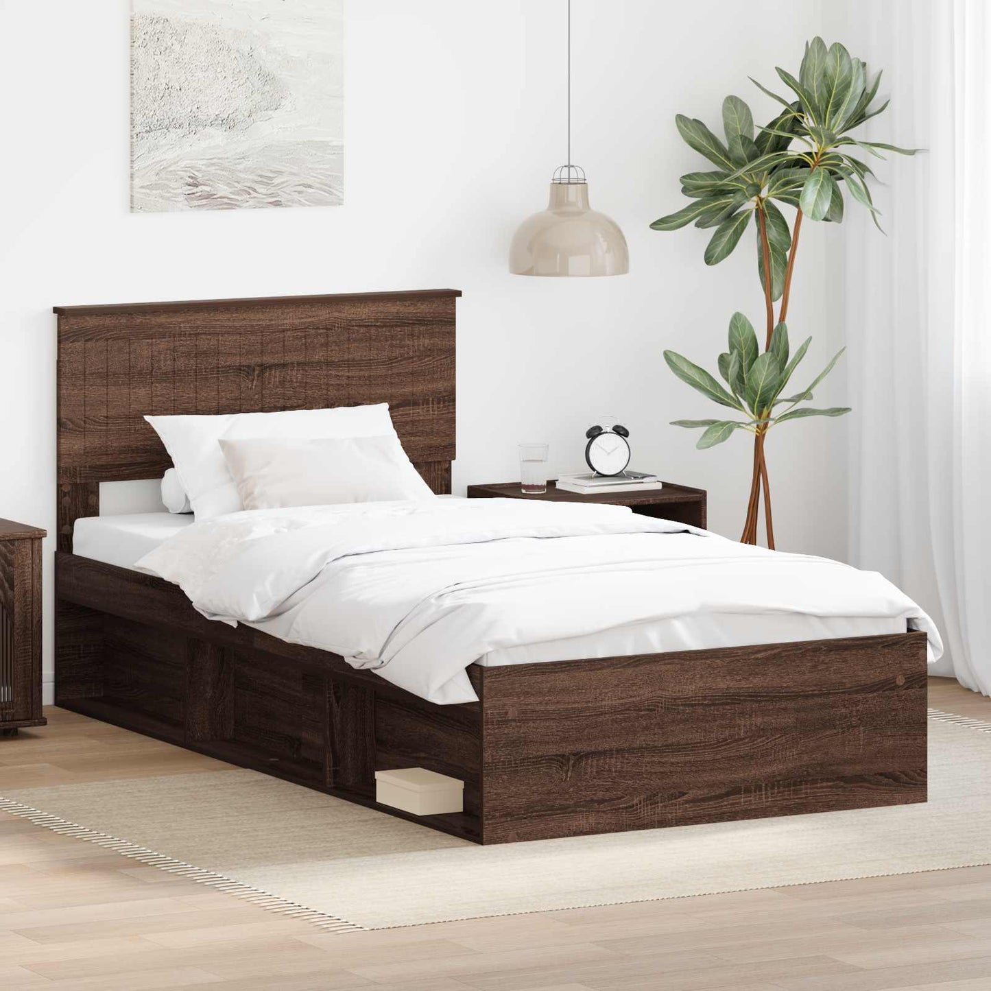 Bedframe Bruin Eiken 100 x 200 cm Massief grenenhout is nu te koop bij PeponiXL, paradijselijk wonen!