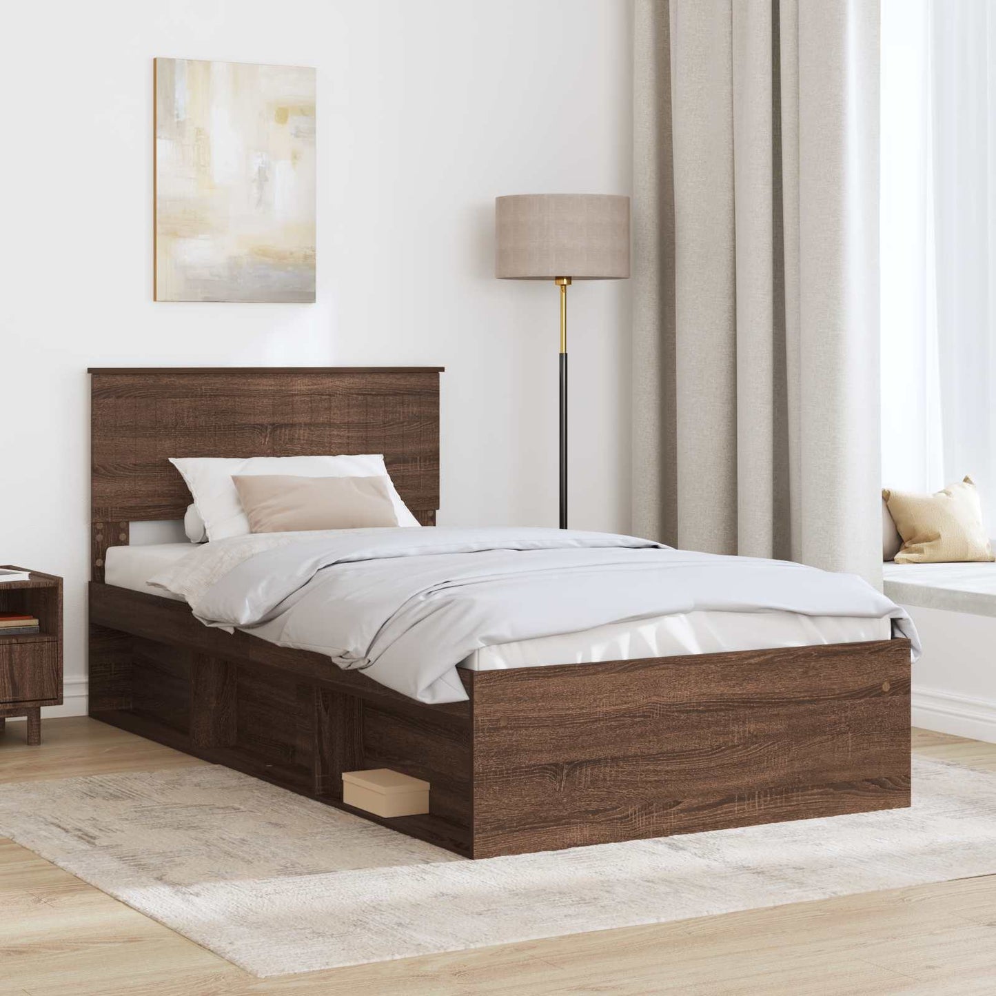Bedframe Bruin Eiken 100 x 200 cm Massief grenenhout is nu te koop bij PeponiXL, paradijselijk wonen!