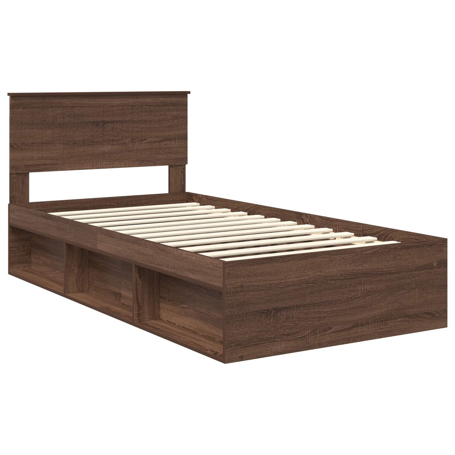 Bedframe Bruin Eiken 100 x 200 cm Massief grenenhout is nu te koop bij PeponiXL, paradijselijk wonen!