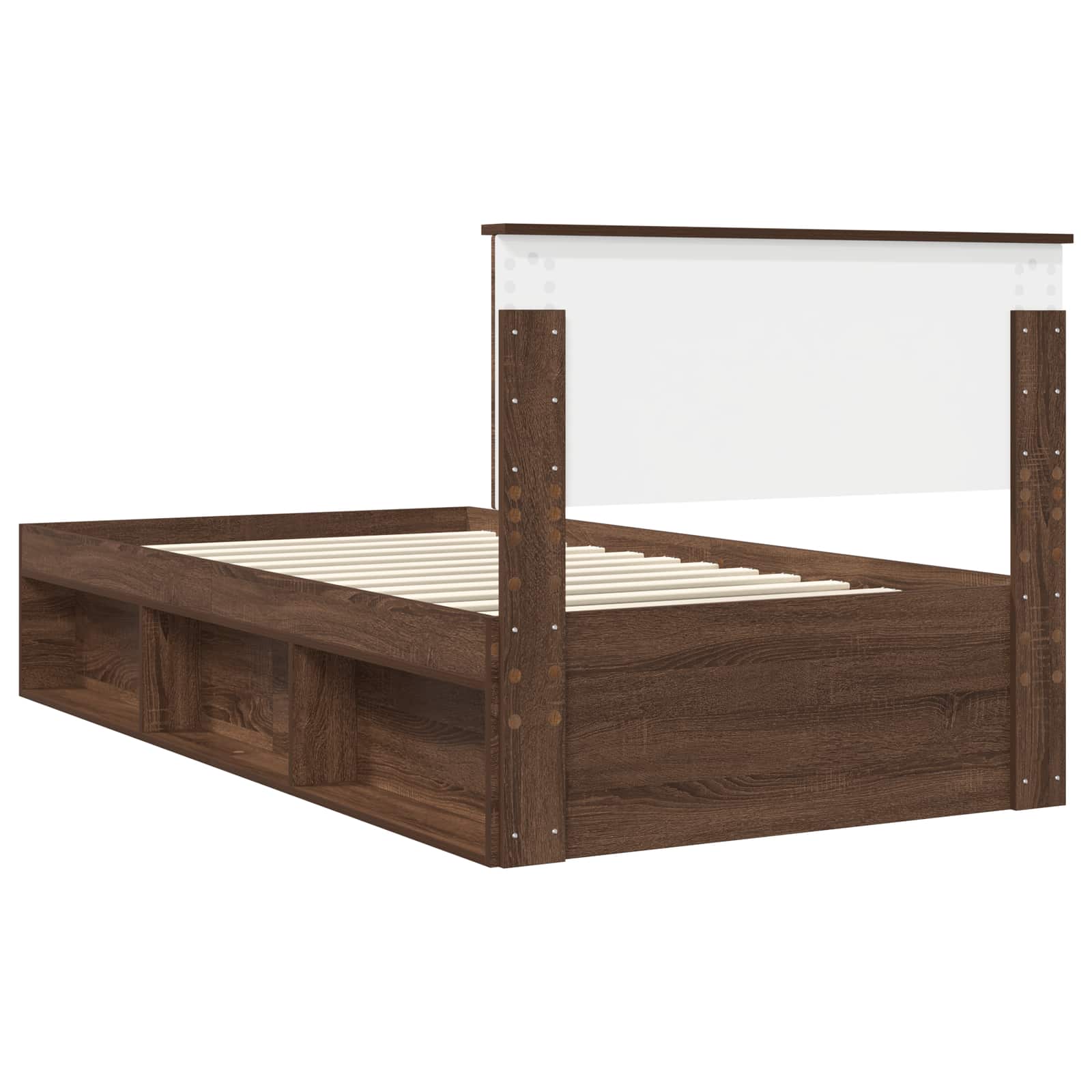 Bedframe Bruin Eiken 100 x 200 cm Massief grenenhout is nu te koop bij PeponiXL, paradijselijk wonen!