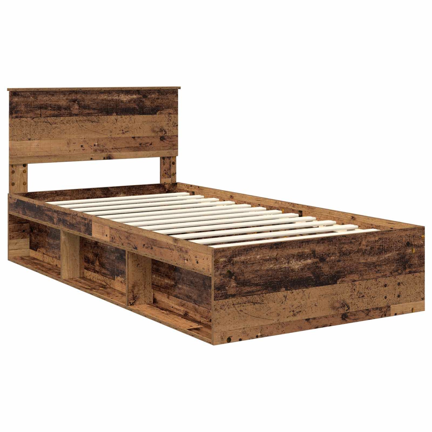 Bedframe met hoofdeinde Oudhout 100 x 200 cm Massief grenenhout is nu te koop bij PeponiXL, paradijselijk wonen!