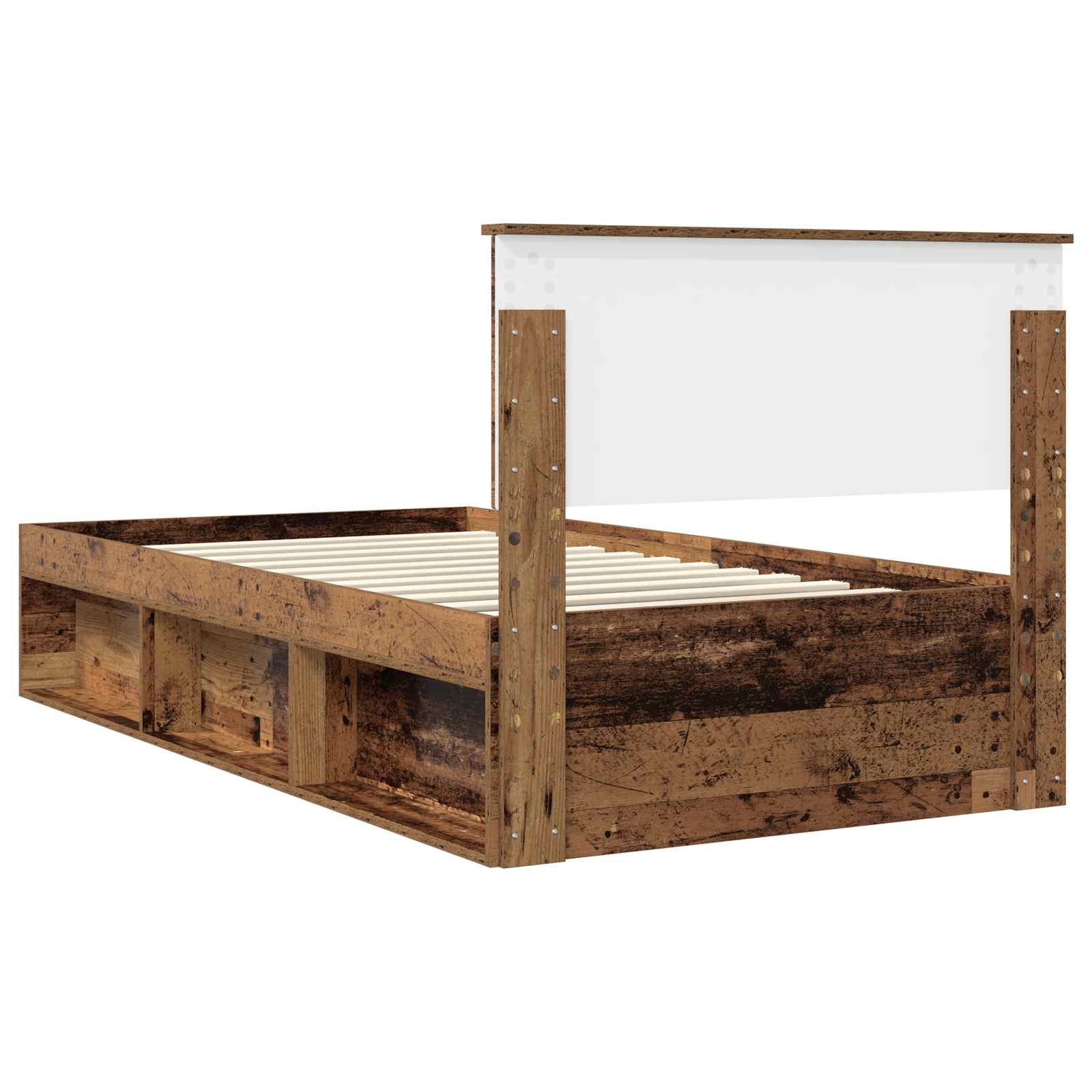 Bedframe met hoofdeinde Oudhout 100 x 200 cm Massief grenenhout is nu te koop bij PeponiXL, paradijselijk wonen!