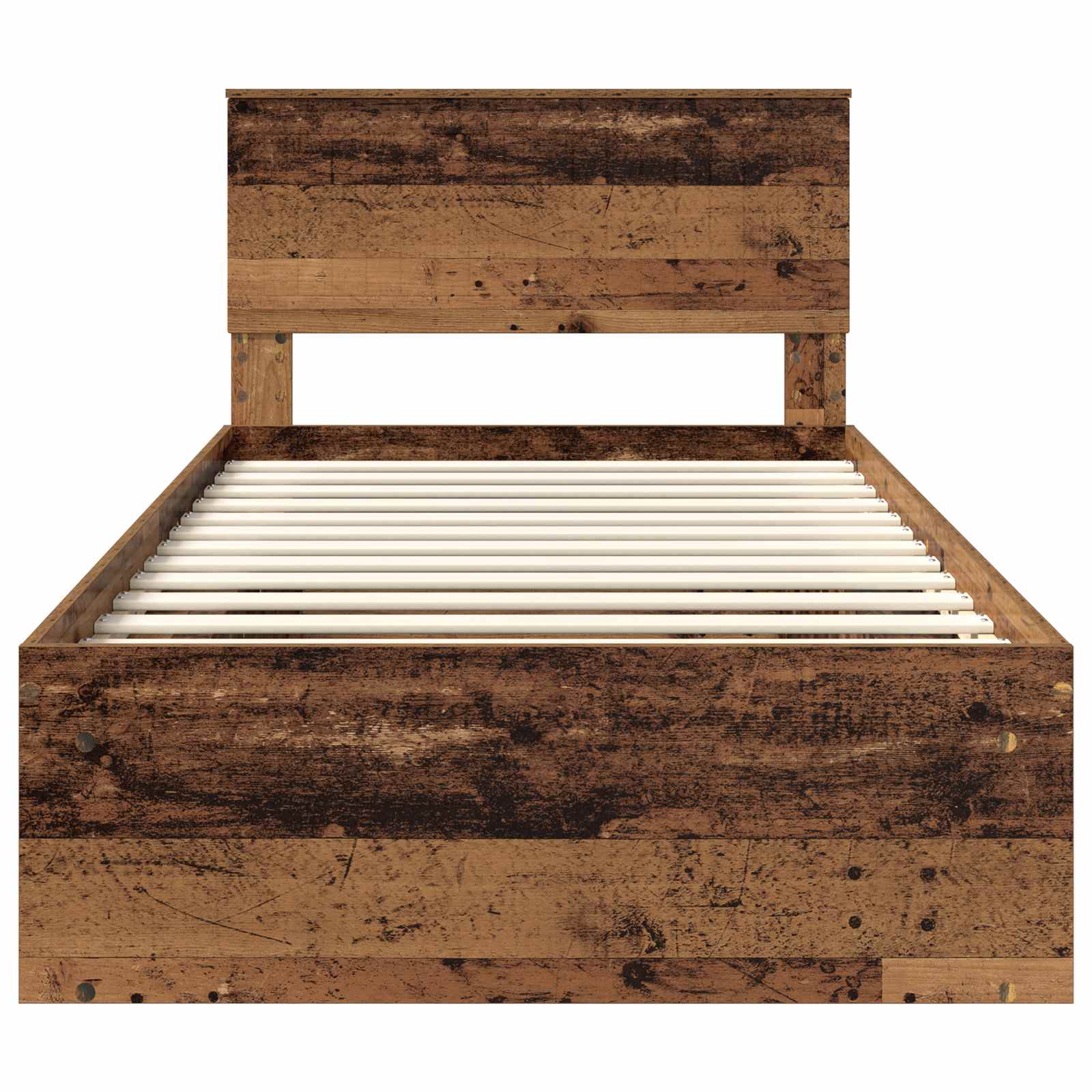 Bedframe met hoofdeinde Oudhout 100 x 200 cm Massief grenenhout is nu te koop bij PeponiXL, paradijselijk wonen!