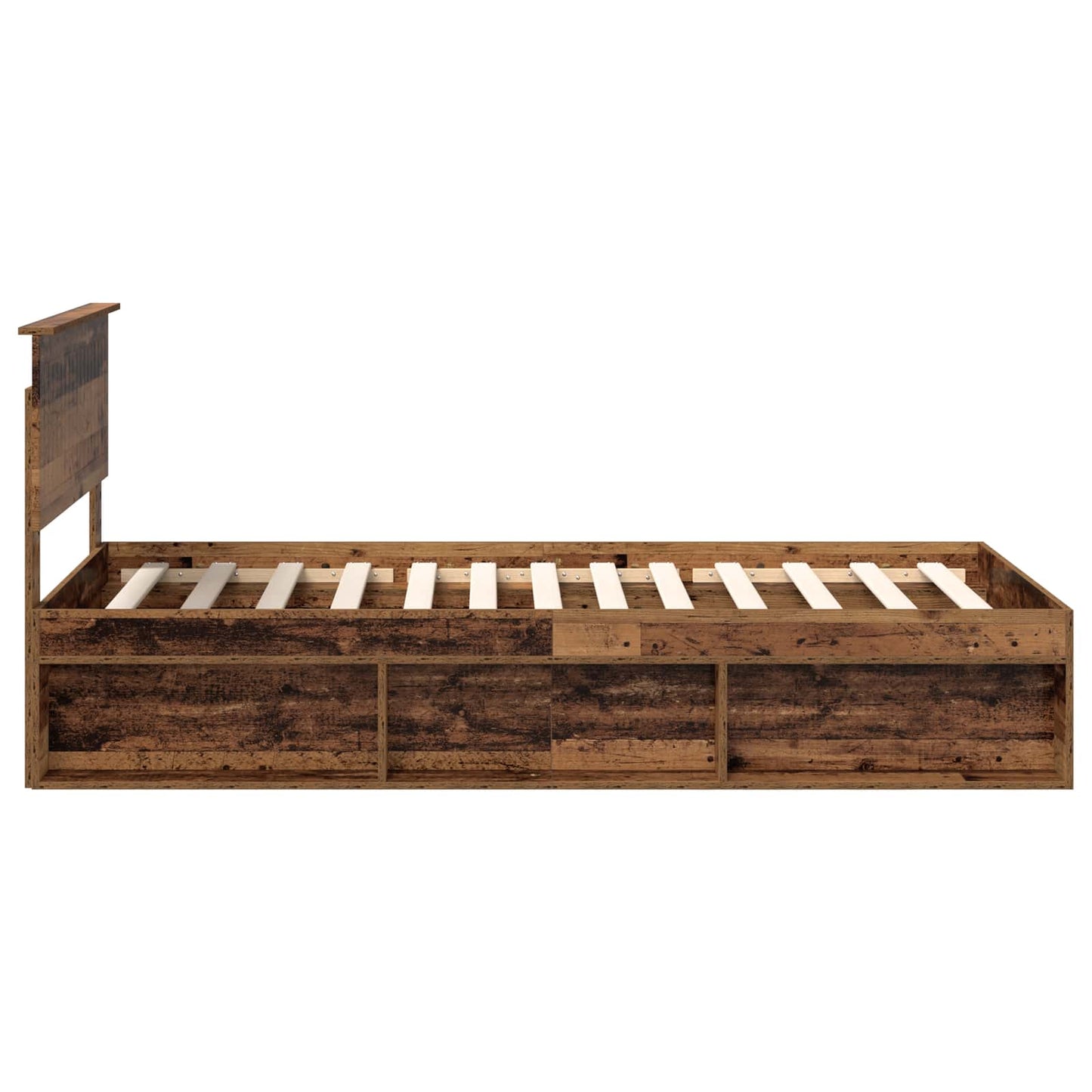 Bedframe met hoofdeinde Oudhout 100 x 200 cm Massief grenenhout is nu te koop bij PeponiXL, paradijselijk wonen!