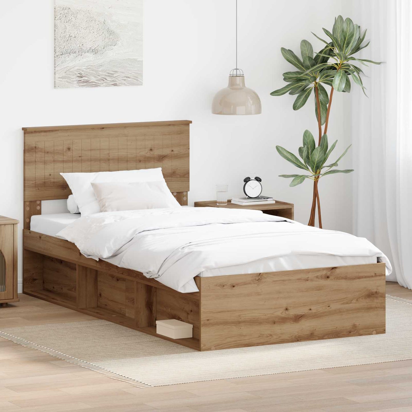 Bedframe Ambachtelijk eiken 100 x 200 cm Massief grenenhout is nu te koop bij PeponiXL, paradijselijk wonen!
