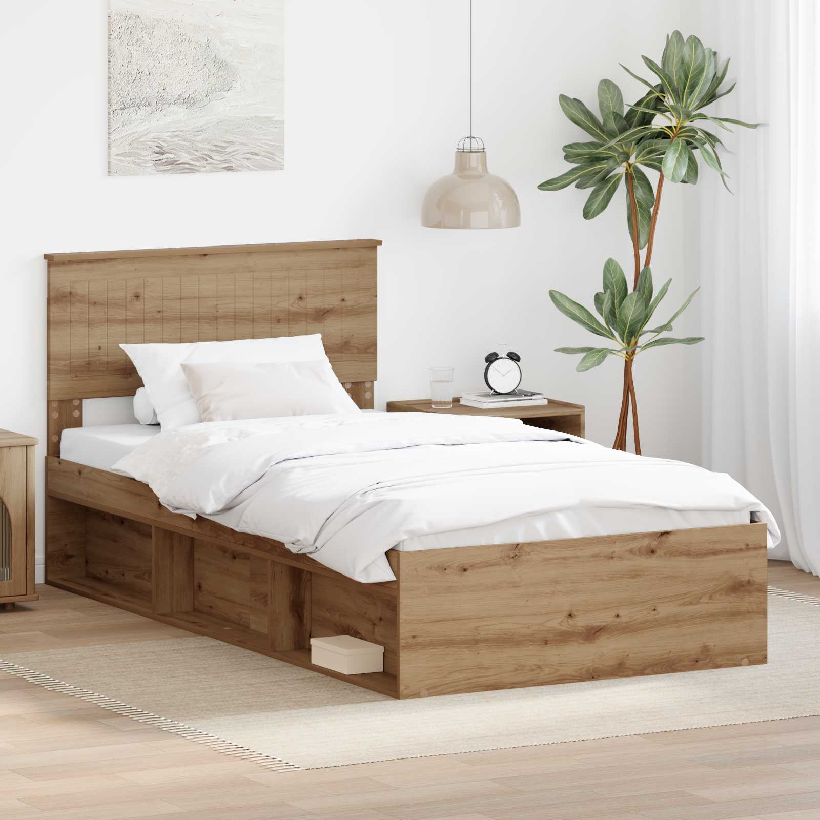 Bedframe Ambachtelijk eiken 100 x 200 cm Massief grenenhout is nu te koop bij PeponiXL, paradijselijk wonen!