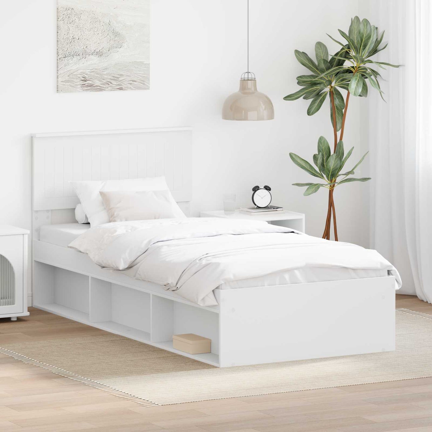 Bedframe met hoofdeinde Wit 90 x 200 cm Massief grenenhout is nu te koop bij PeponiXL, paradijselijk wonen!