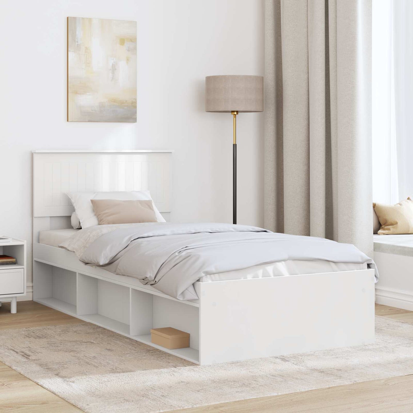 Bedframe met hoofdeinde Wit 90 x 200 cm Massief grenenhout is nu te koop bij PeponiXL, paradijselijk wonen!