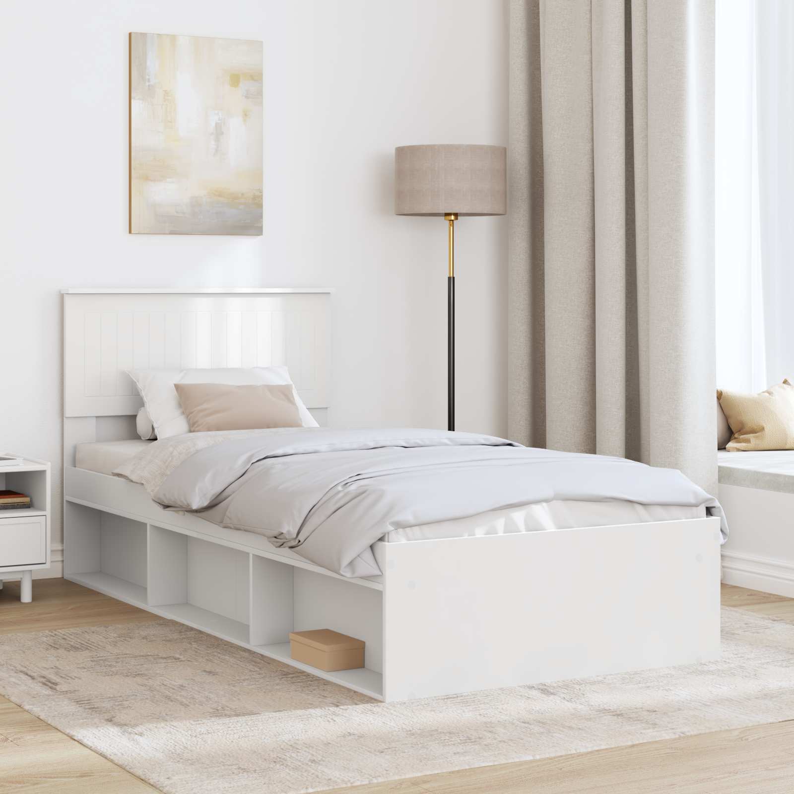Bedframe met hoofdeinde Wit 90 x 200 cm Massief grenenhout is nu te koop bij PeponiXL, paradijselijk wonen!
