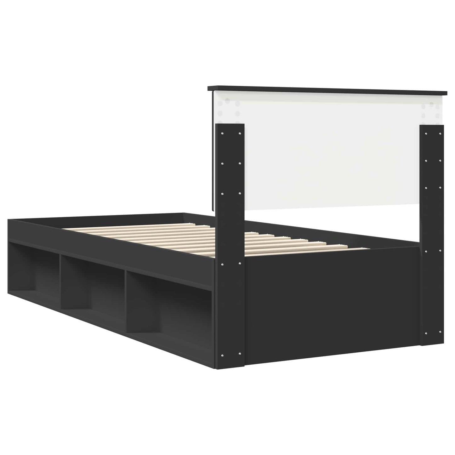 Bedframe met hoofdeinde Zwart 90 x 200 cm Massief grenenhout is nu te koop bij PeponiXL, paradijselijk wonen!