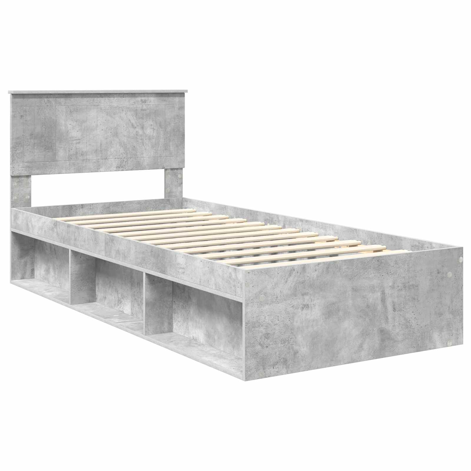 Bedframe met hoofdeinde Beton 90 x 200 cm Massief grenenhout is nu te koop bij PeponiXL, paradijselijk wonen!