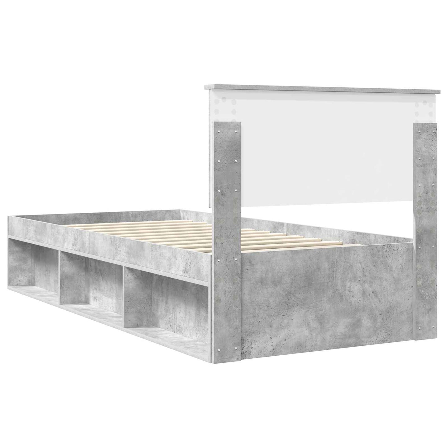 Bedframe met hoofdeinde Beton 90 x 200 cm Massief grenenhout is nu te koop bij PeponiXL, paradijselijk wonen!