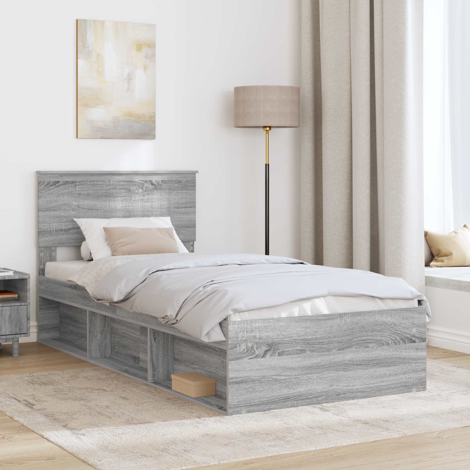 Bedframe Grijs Sonoma 90 x 200 cm Massief grenenhout is nu te koop bij PeponiXL, paradijselijk wonen!