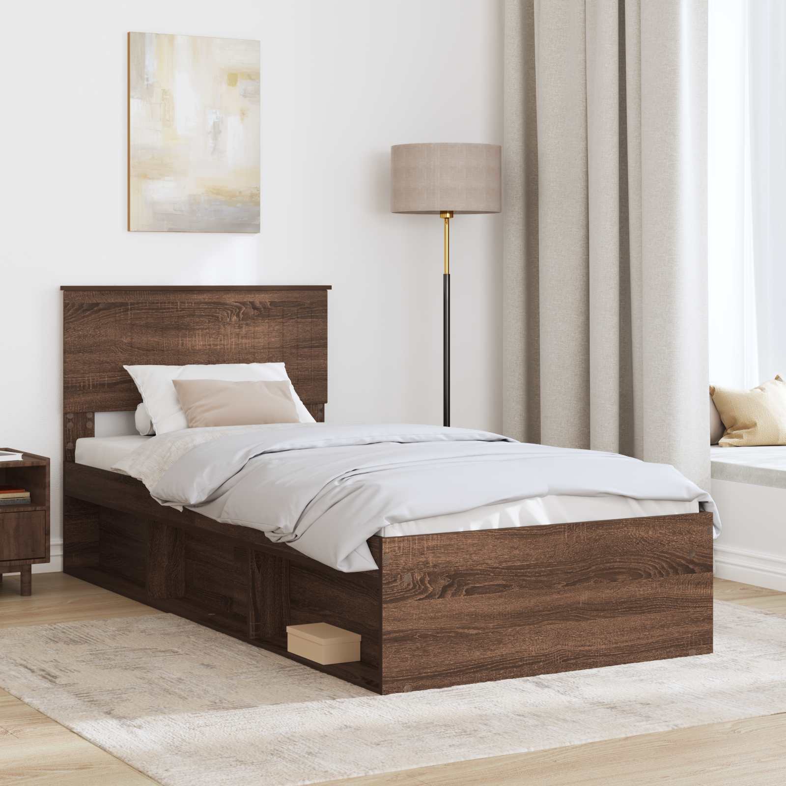 Bedframe Bruin Eiken 90 x 200 cm Massief grenenhout is nu te koop bij PeponiXL, paradijselijk wonen!