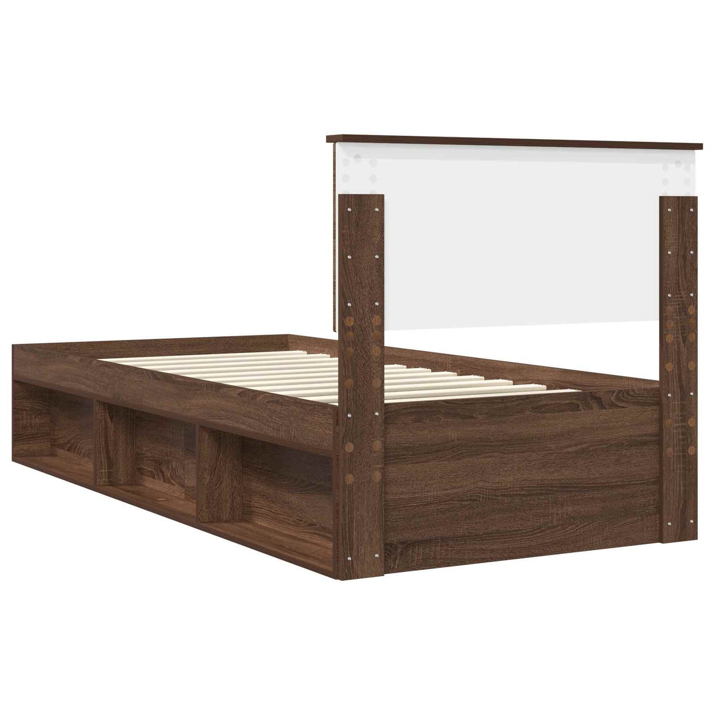 Bedframe Bruin Eiken 90 x 200 cm Massief grenenhout is nu te koop bij PeponiXL, paradijselijk wonen!