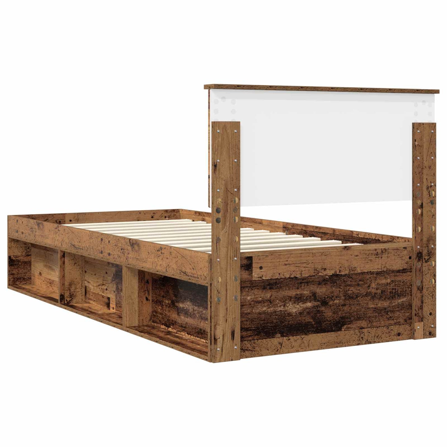 Bedframe met hoofdeinde Oudhout 90 x 200 cm Massief grenenhout is nu te koop bij PeponiXL, paradijselijk wonen!
