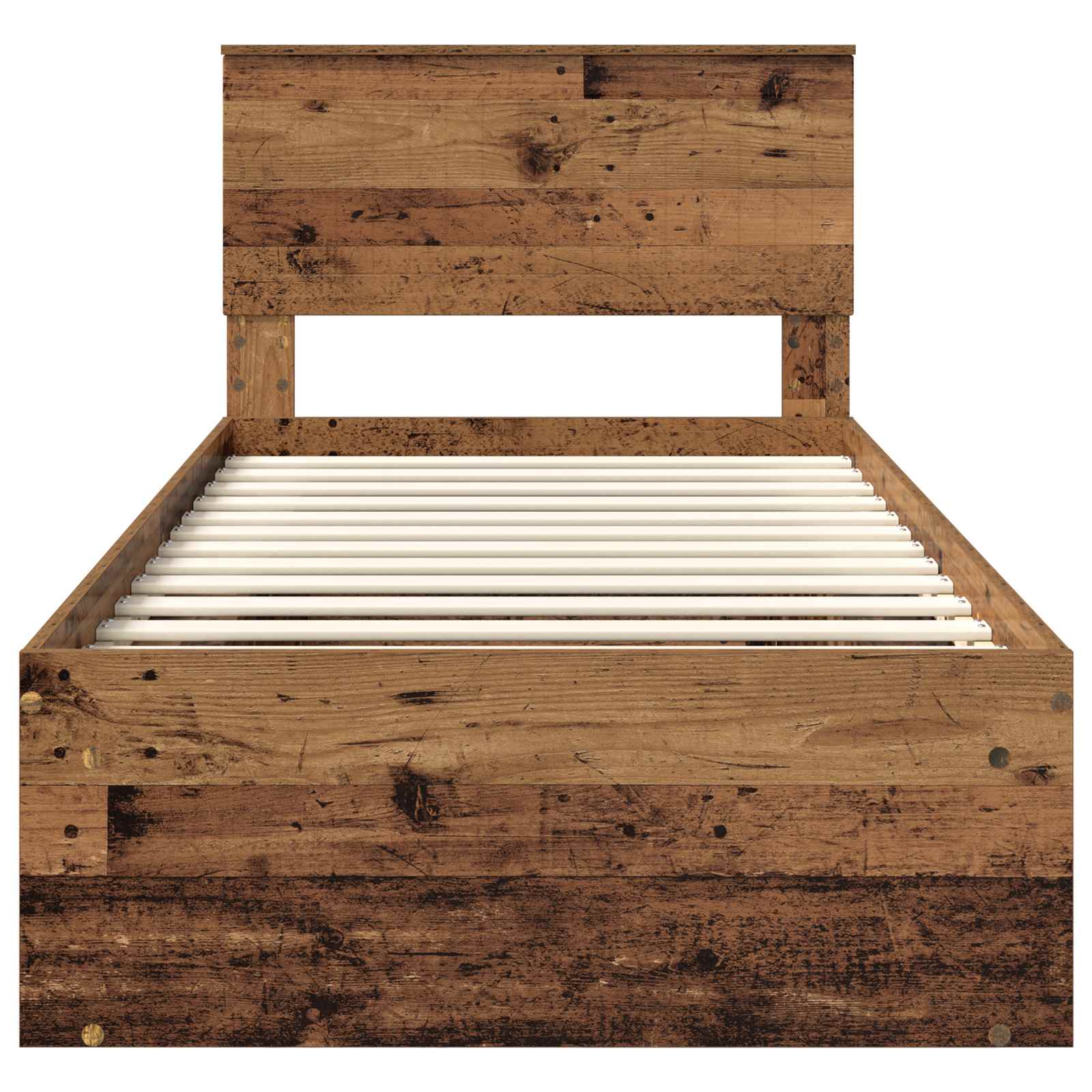 Bedframe met hoofdeinde Oudhout 90 x 200 cm Massief grenenhout is nu te koop bij PeponiXL, paradijselijk wonen!