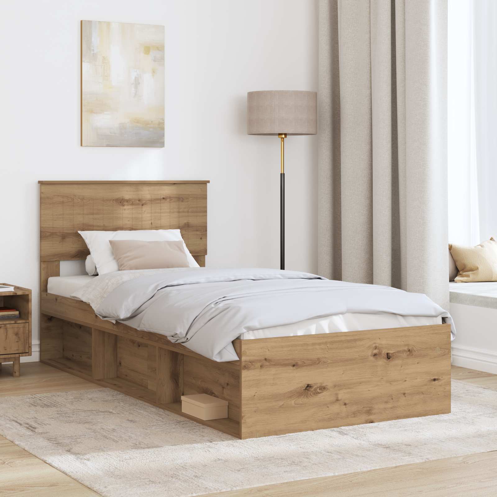 Bedframe Ambachtelijk eiken 90 x 200 cm Massief grenenhout is nu te koop bij PeponiXL, paradijselijk wonen!