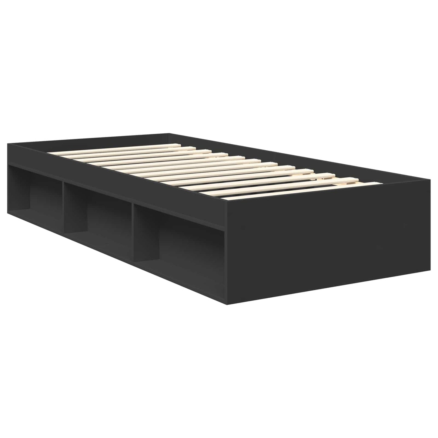 Bedframe met hoofdeinde Zwart 90 x 190 cm Massief grenenhout is nu te koop bij PeponiXL, paradijselijk wonen!