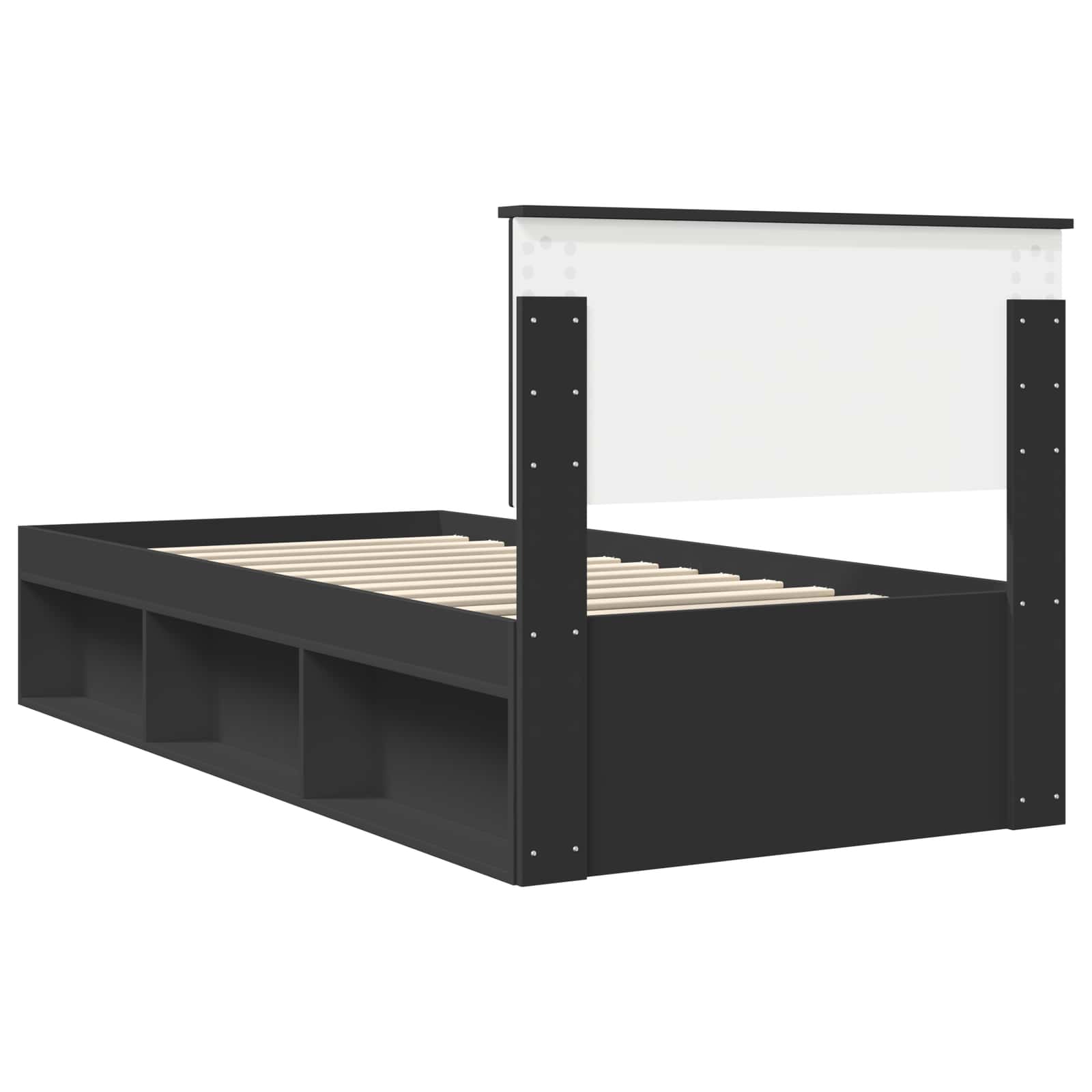 Bedframe met hoofdeinde Zwart 90 x 190 cm Massief grenenhout is nu te koop bij PeponiXL, paradijselijk wonen!