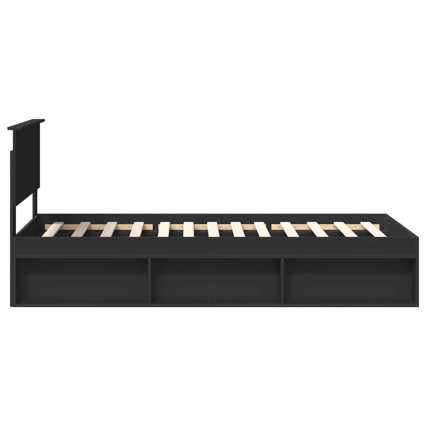 Bedframe met hoofdeinde Zwart 90 x 190 cm Massief grenenhout is nu te koop bij PeponiXL, paradijselijk wonen!