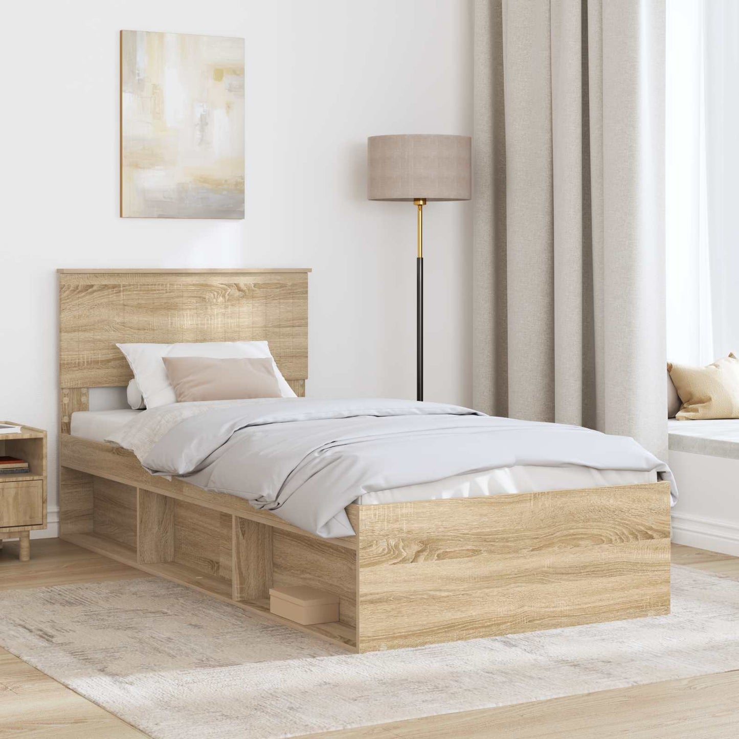 Bedframe met hoofdeinde Sonoma 90 x 190 cm Massief grenenhout is nu te koop bij PeponiXL, paradijselijk wonen!