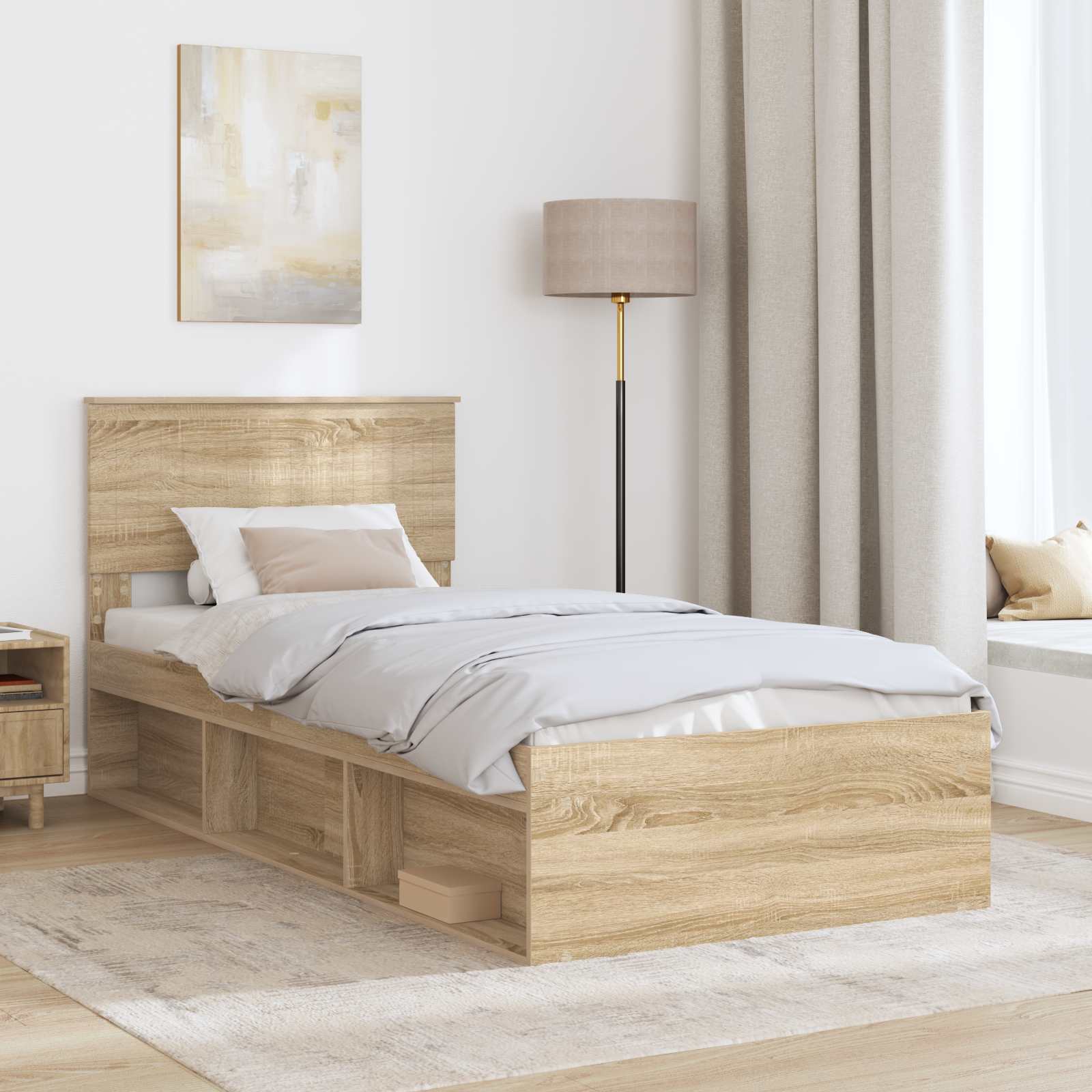 Bedframe met hoofdeinde Sonoma 90 x 190 cm Massief grenenhout is nu te koop bij PeponiXL, paradijselijk wonen!