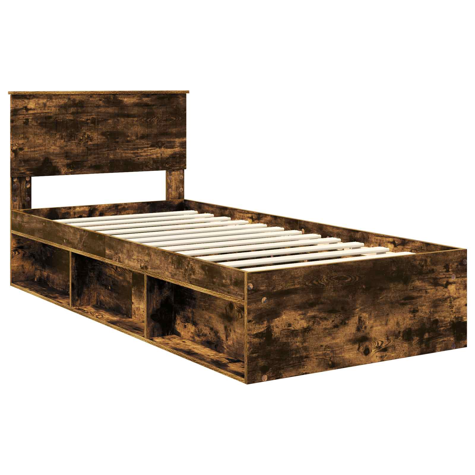 Bedframe Gerookt eiken 90 x 190 cm Massief grenenhout is nu te koop bij PeponiXL, paradijselijk wonen!