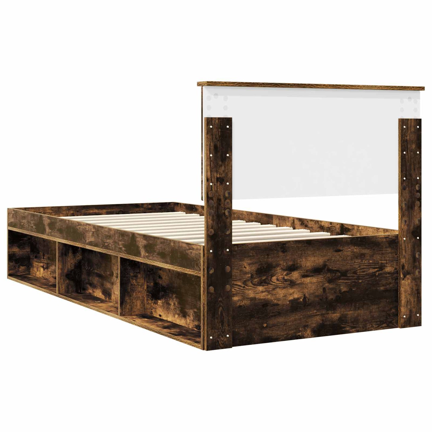 Bedframe Gerookt eiken 90 x 190 cm Massief grenenhout is nu te koop bij PeponiXL, paradijselijk wonen!