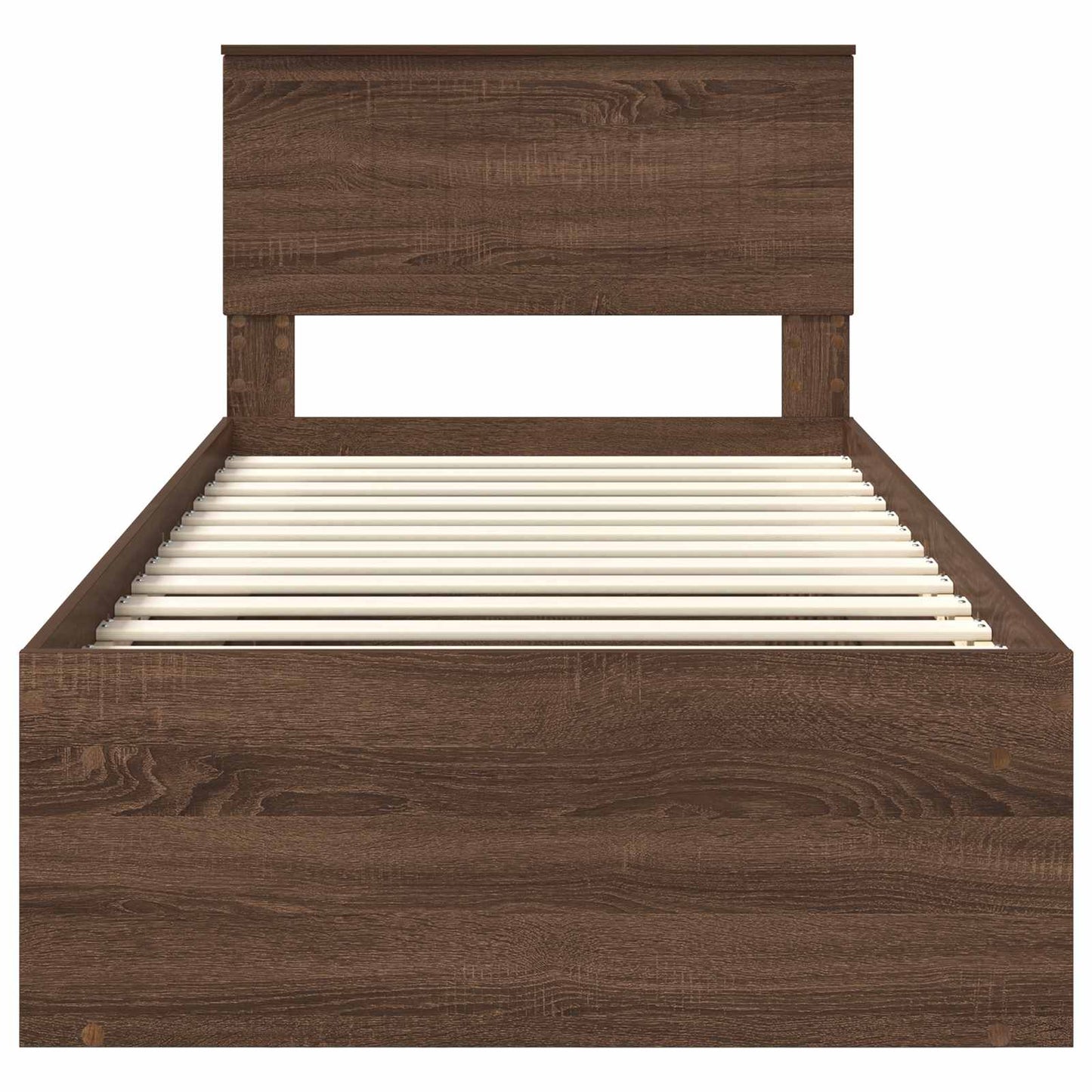 Bedframe Bruin Eiken 90 x 190 cm Massief grenenhout is nu te koop bij PeponiXL, paradijselijk wonen!