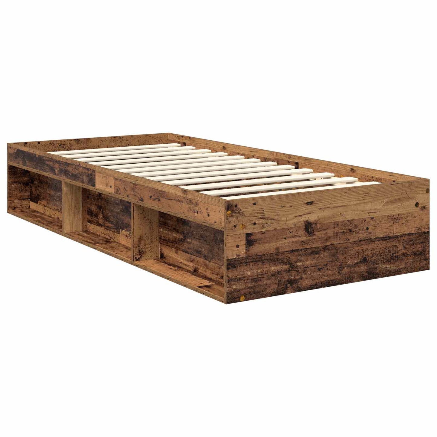 Bedframe met hoofdeinde Oudhout 90 x 190 cm Massief grenenhout is nu te koop bij PeponiXL, paradijselijk wonen!