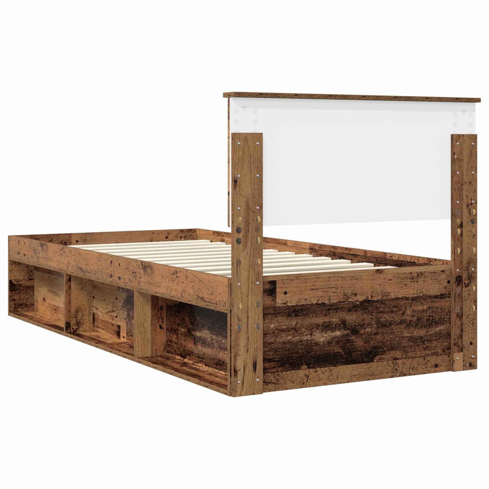 Bedframe met hoofdeinde Oudhout 90 x 190 cm Massief grenenhout is nu te koop bij PeponiXL, paradijselijk wonen!