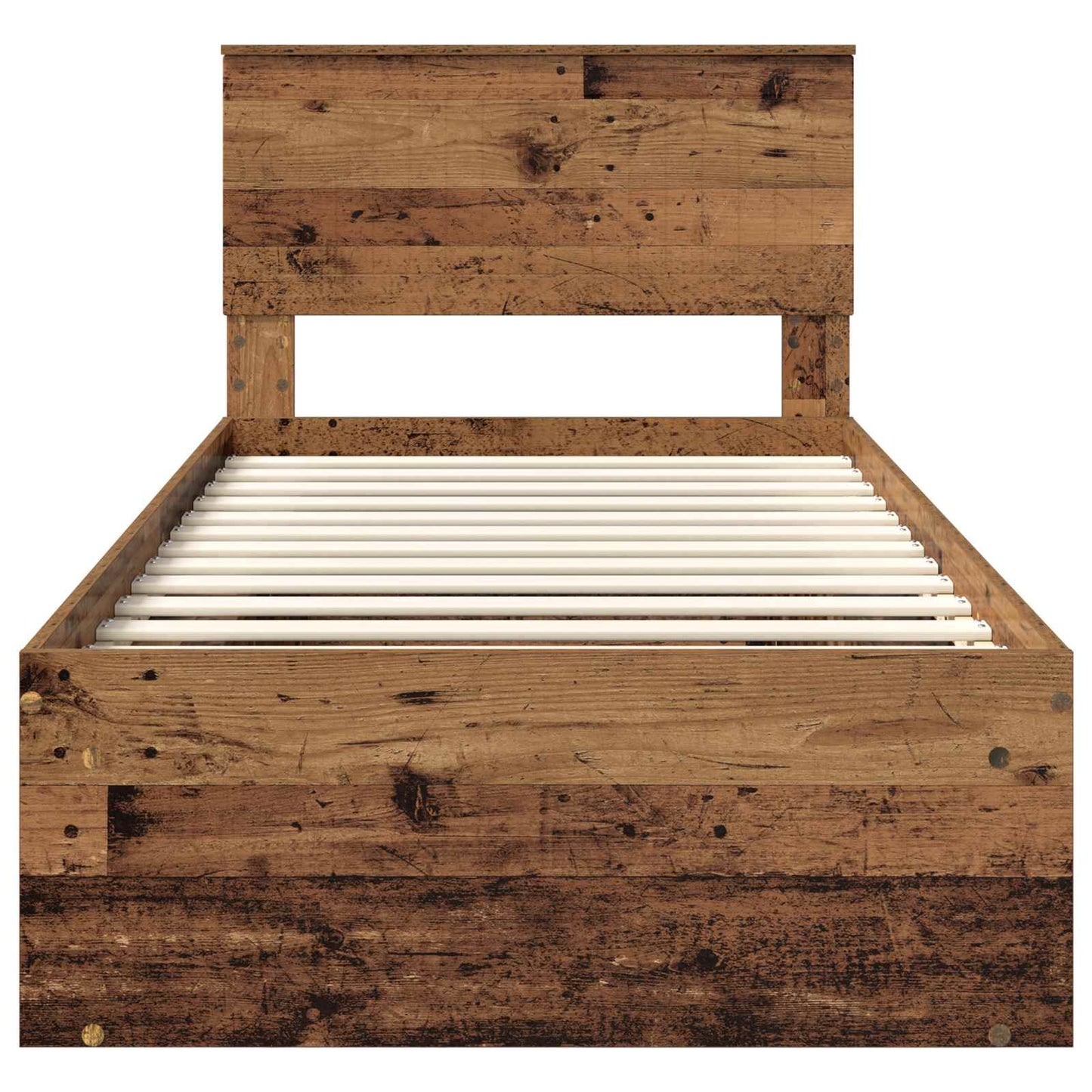 Bedframe met hoofdeinde Oudhout 90 x 190 cm Massief grenenhout is nu te koop bij PeponiXL, paradijselijk wonen!