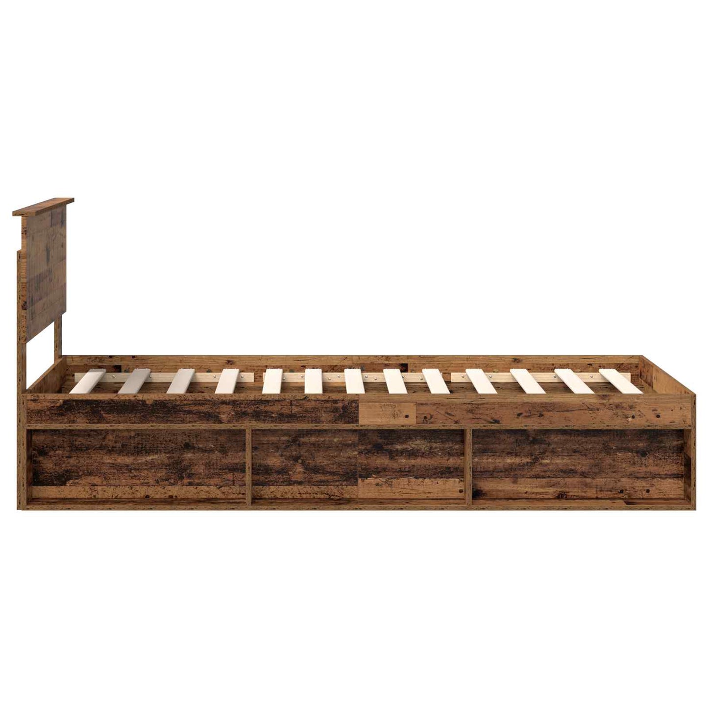 Bedframe met hoofdeinde Oudhout 90 x 190 cm Massief grenenhout is nu te koop bij PeponiXL, paradijselijk wonen!