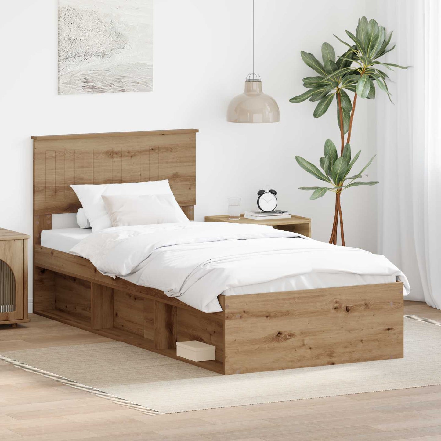 Bedframe Ambachtelijk eiken 90 x 190 cm Massief grenenhout is nu te koop bij PeponiXL, paradijselijk wonen!