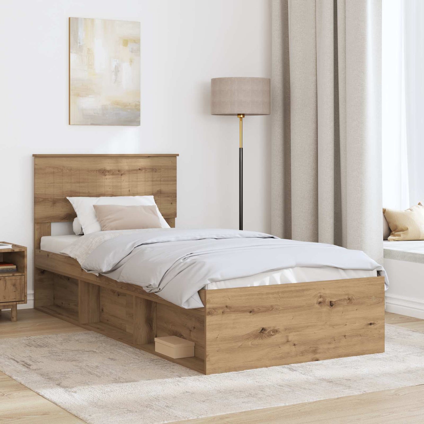 Bedframe Ambachtelijk eiken 90 x 190 cm Massief grenenhout is nu te koop bij PeponiXL, paradijselijk wonen!