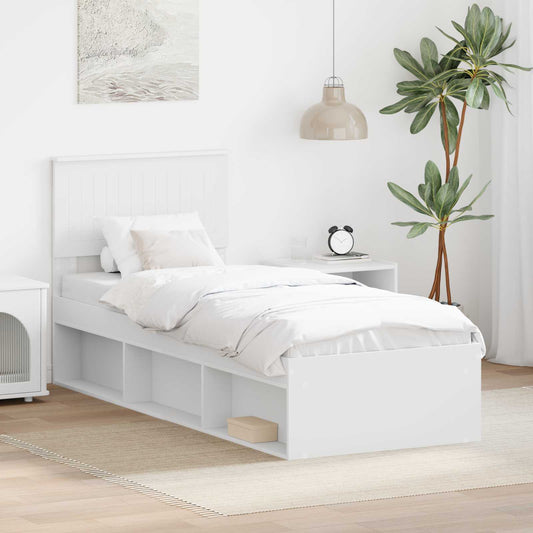 Bedframe met hoofdeinde Wit 75 x 190 cm Massief grenenhout is nu te koop bij PeponiXL, paradijselijk wonen!