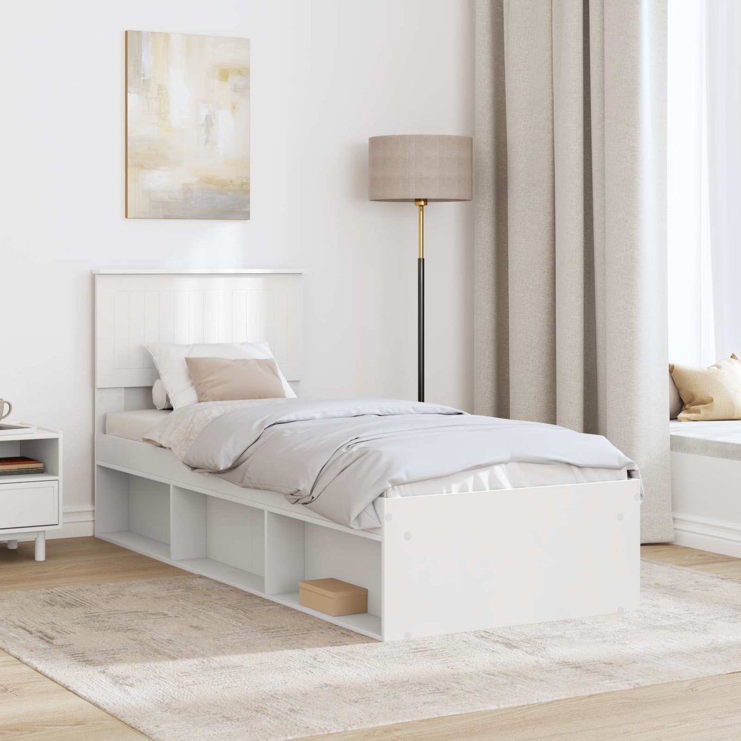 Bedframe met hoofdeinde Wit 75 x 190 cm Massief grenenhout is nu te koop bij PeponiXL, paradijselijk wonen!