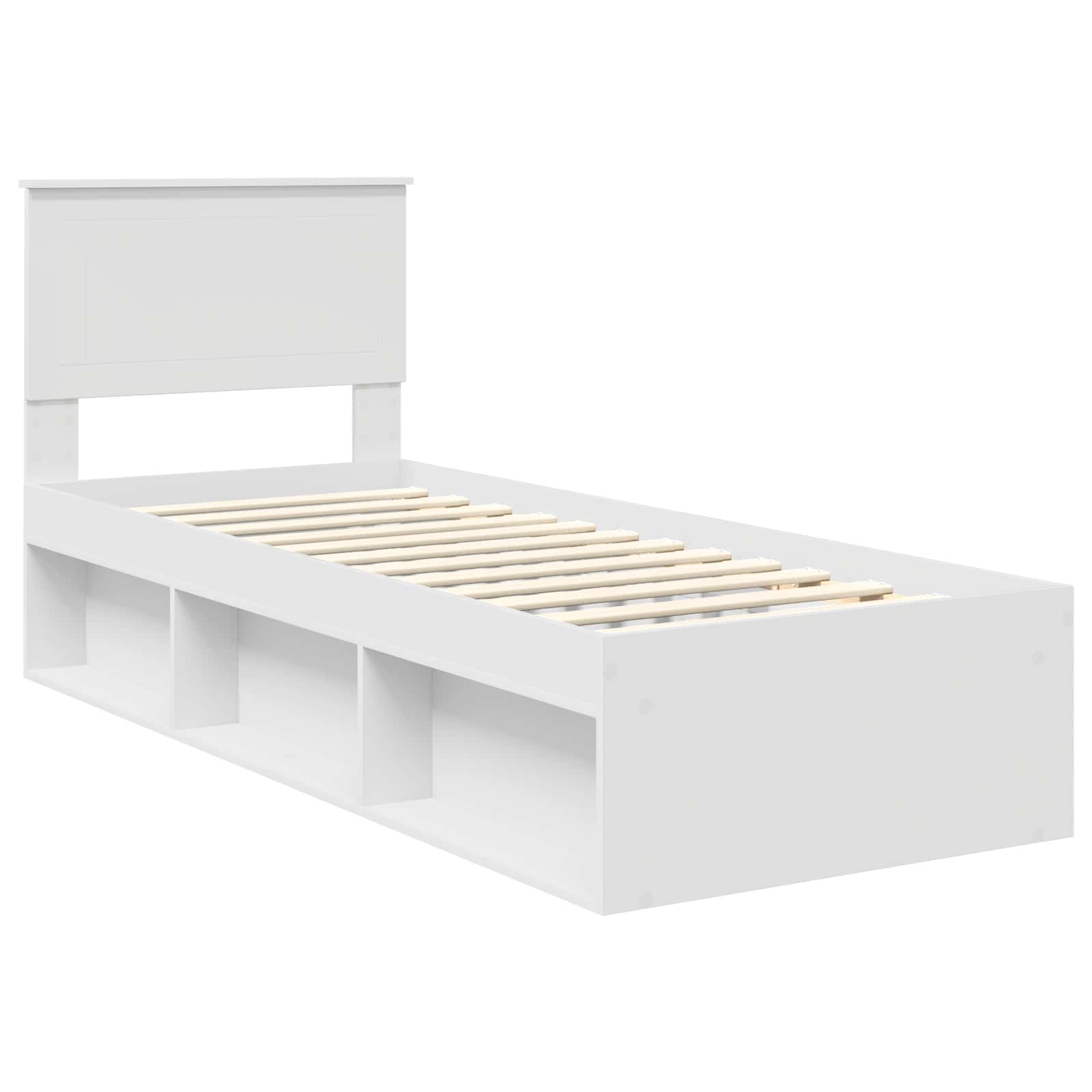 Bedframe met hoofdeinde Wit 75 x 190 cm Massief grenenhout is nu te koop bij PeponiXL, paradijselijk wonen!