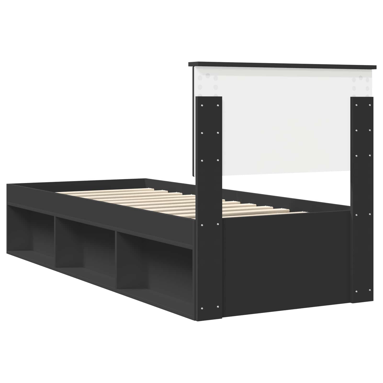 Bedframe met hoofdeinde Zwart 75 x 190 cm Massief grenenhout is nu te koop bij PeponiXL, paradijselijk wonen!