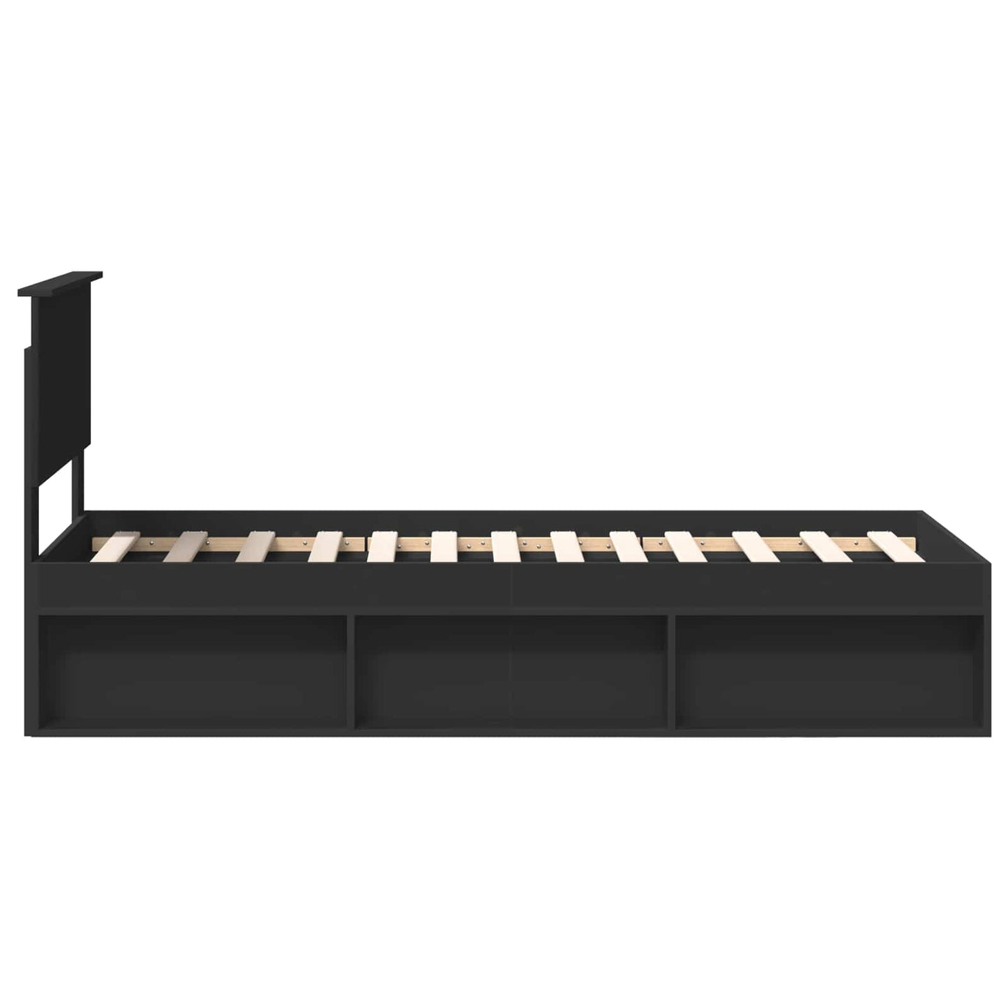 Bedframe met hoofdeinde Zwart 75 x 190 cm Massief grenenhout is nu te koop bij PeponiXL, paradijselijk wonen!