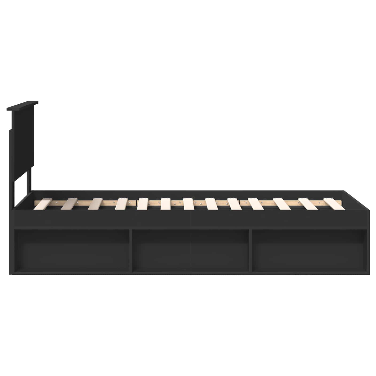 Bedframe met hoofdeinde Zwart 75 x 190 cm Massief grenenhout is nu te koop bij PeponiXL, paradijselijk wonen!